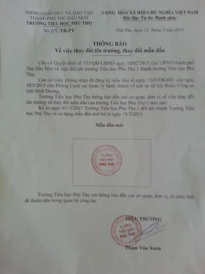 THÔNG BÁO