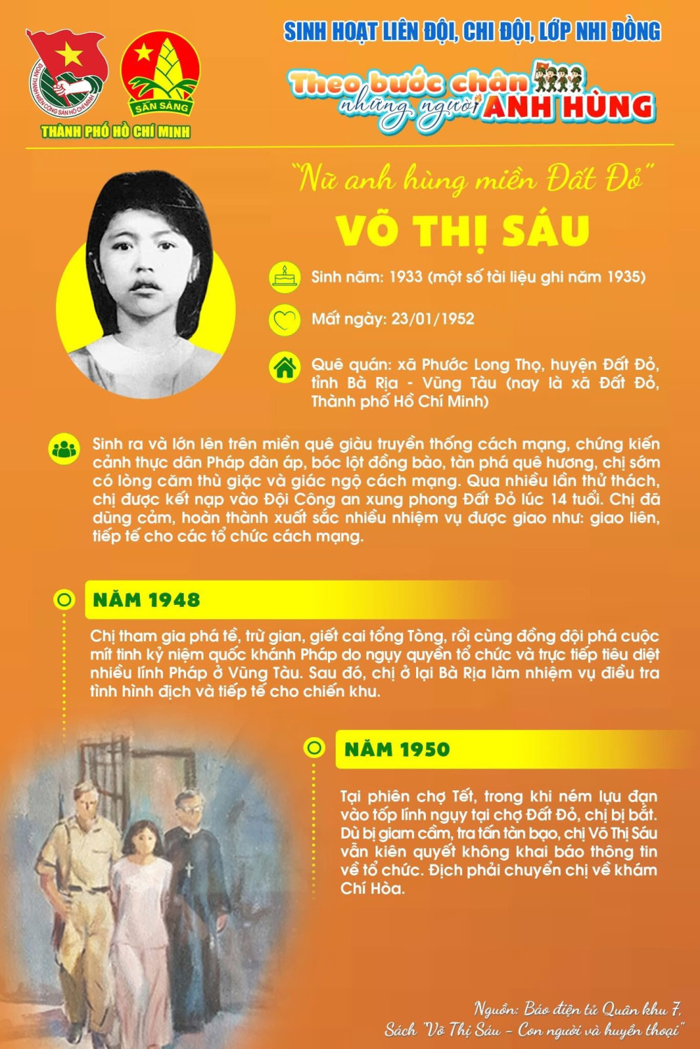 CHUYÊN ĐỀ SINH HOẠT “THEO BƯỚC CHÂN NHỮNG NGƯỜI ANH HÙNG” – NỮ ANH HÙNG MIỀN ĐẤT ĐỎ VÕ THỊ SÁU